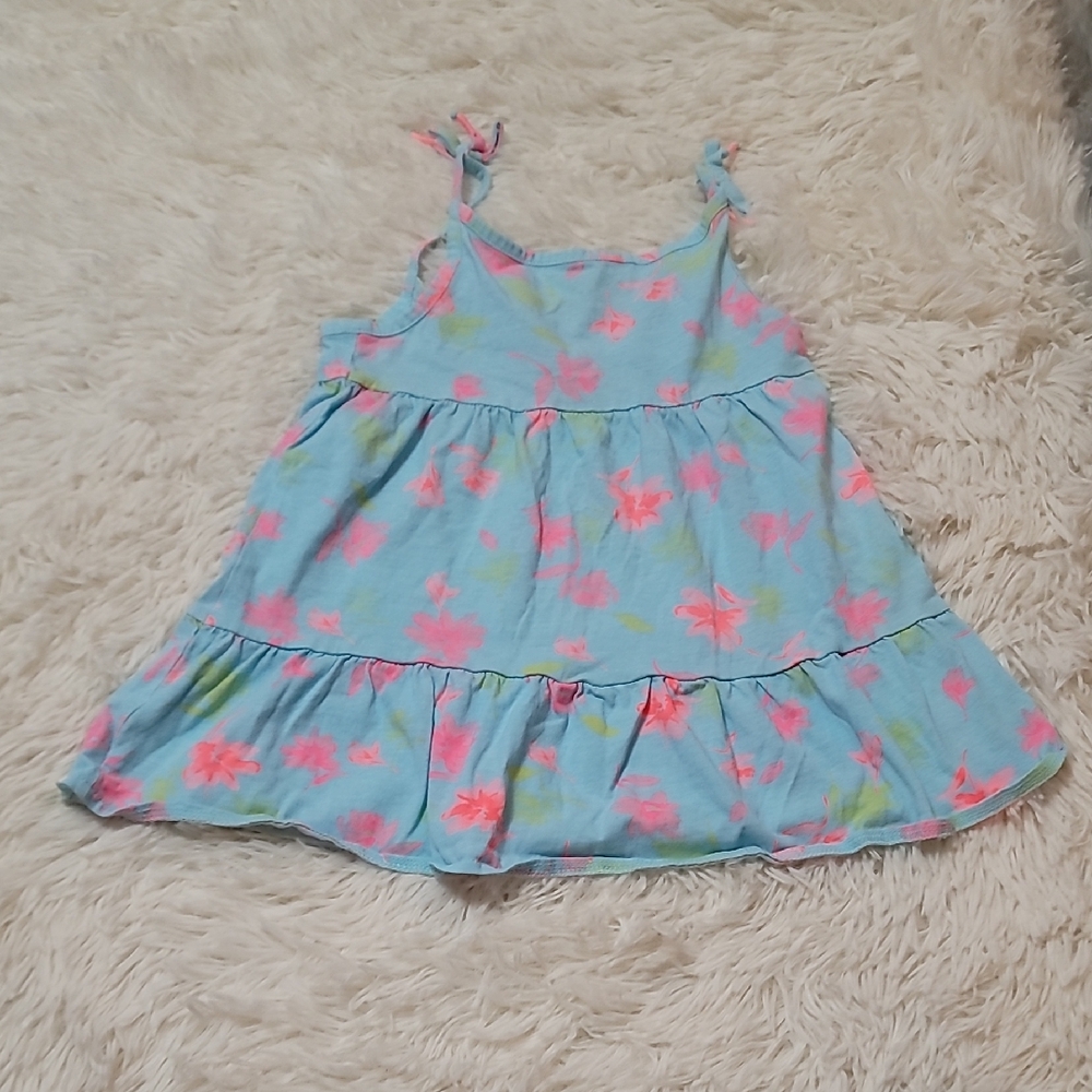 Oshkosh,Floral Blue Spaghetti Strap Shirt, Girls, Size 4T